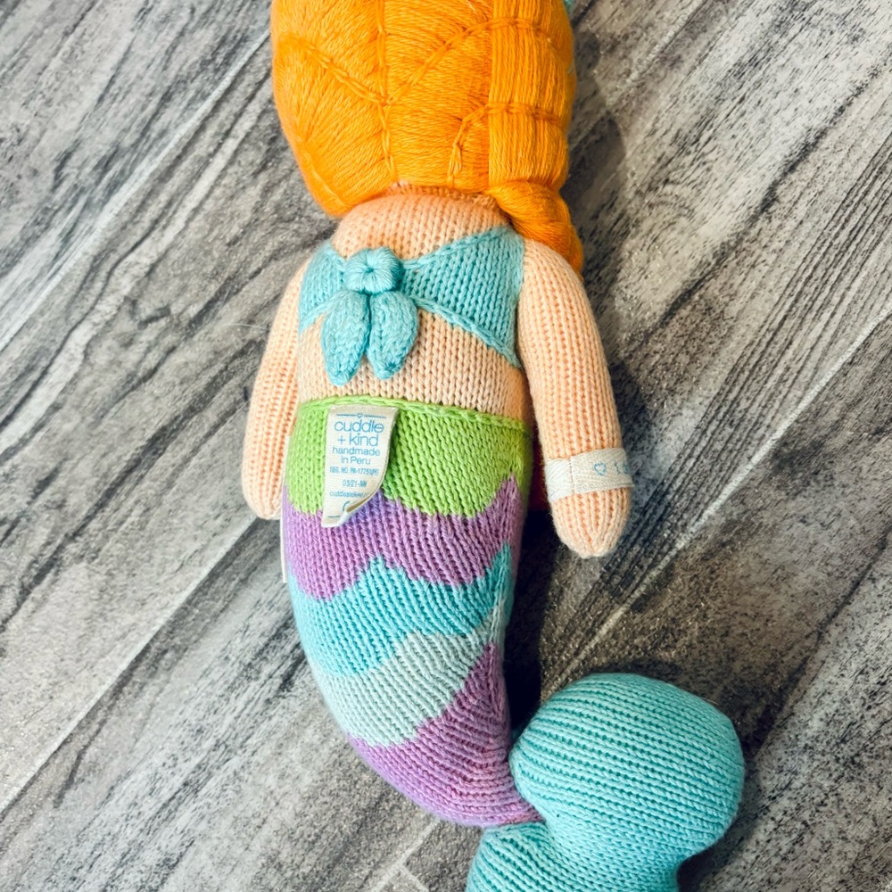 Knit Mermaid Plush Toy in Orange & Multicolor - Picture 3 of 4